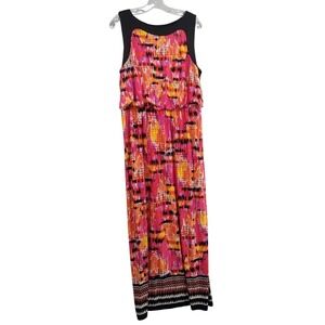Ruby Rd Women Sz PL Stretch Knit Maxi Dress Aztec Boho Summer Beach Vacation Y2K